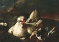 A hen and chicks in a landscape - Franz Werner von Tamm
