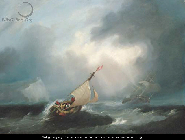 Shipping in a squall off the Needles - Frederick Calvert