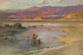 Crossing an Oasis, with the Atlas Mountains in the Distance, Morocco - Frederick Arthur Bridgman