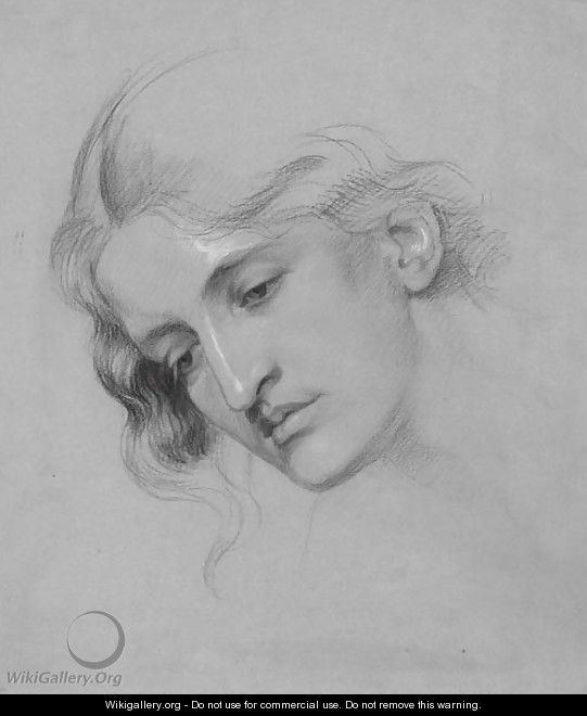 Head study of a young girl - Frederic James Shields
