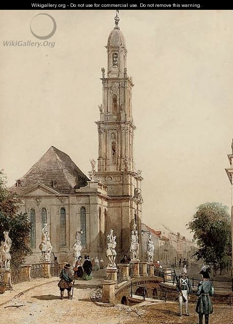 A busy day in a French town - Francois Etienne Villeret
