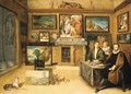 The interior of a collector's cabinet with Justus Lipsius and two constliefhebbers - Frans II Francken