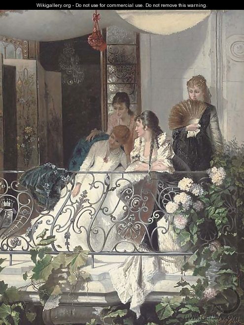 Elegant company on a balcony - Josef Gisela