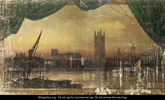 The Palace of Westminister from the Thames - Joseph Arthur Palliser Severn