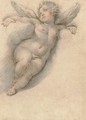 A putto leaning on clouds, after Raphael - Joseph The Elder Heintz