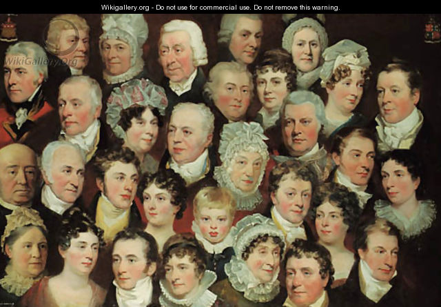 Group portrait of members of the Harvey and Herring familes - John Glover