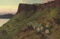 Sheep below the Greeben Cliff, Mull, Evening - Joseph Farquharson