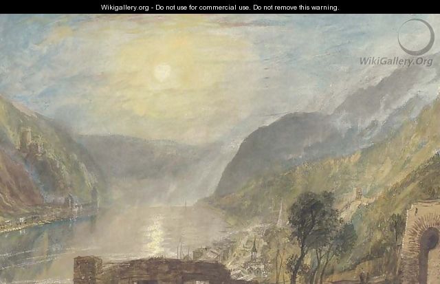 From Rheinfels looking over St. Goar to Burg Katz, Germany - Joseph Mallord William Turner