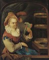 A lady with a parrot at a casement - Joseph Conrad Seekatz
