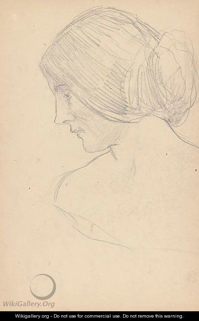 Study of a woman, bust-length, turned to the left - (after) Cortona, Pietro da (Berrettini)