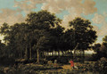 A wooded landscape with a huntsman and a shepherdess - Joris van der Haagen or Hagen