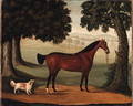 A Bay Horse and Spaniel in a Landscape - John Burell Read