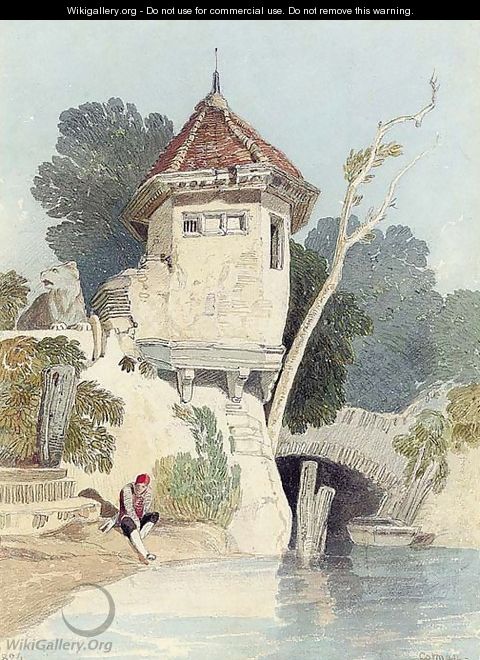 A garden house on the banks of the river Yare - John Sell Cotman