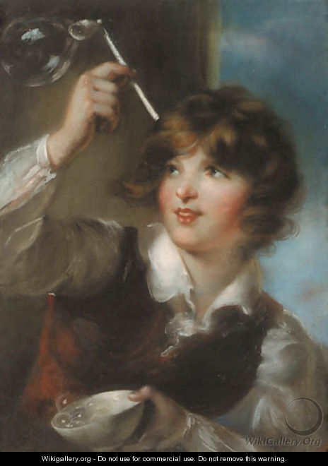 A boy blowing bubbles, traditionally identified as the artist