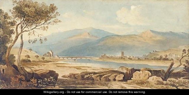 Machynlleth, Powys, from the river Dovey, Wales - John Varley
