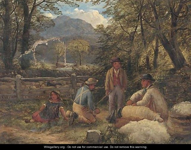 Hillside sheep shearing - John Joseph Hughes