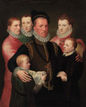 A group portrait of the Winton family, standing three-quarter-length George, 7th Lord Seton in a gold-trimmed black doublet - Sir John Baptist de Medina