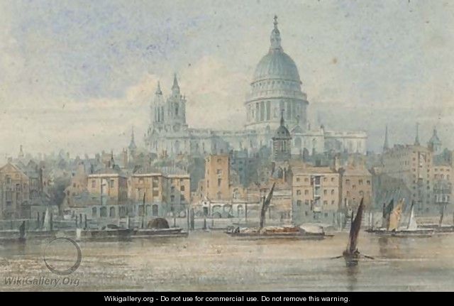 Barges on the Thames before St. Paul