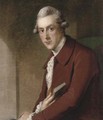 Portrait of James White (1745-1825), seated half-length, in a maroon coat, holding a book in his right hand - John Opie
