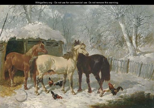 Horses and Chickens in the Snow - John Frederick Herring, Jnr.