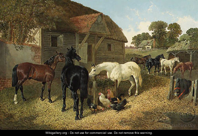 Horses and Chickens in a Farmyard 2 - John Frederick Herring, Jnr.