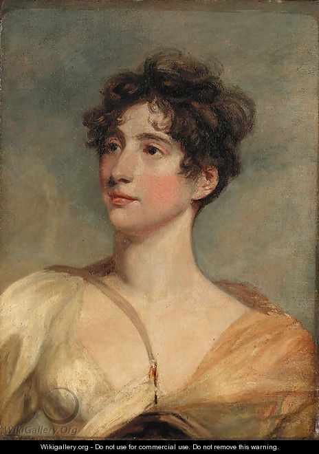 Portrait of Mrs Frances Jerningham as Hebe, bust-length, in a white dress and yellow shawl - John Hoppner
