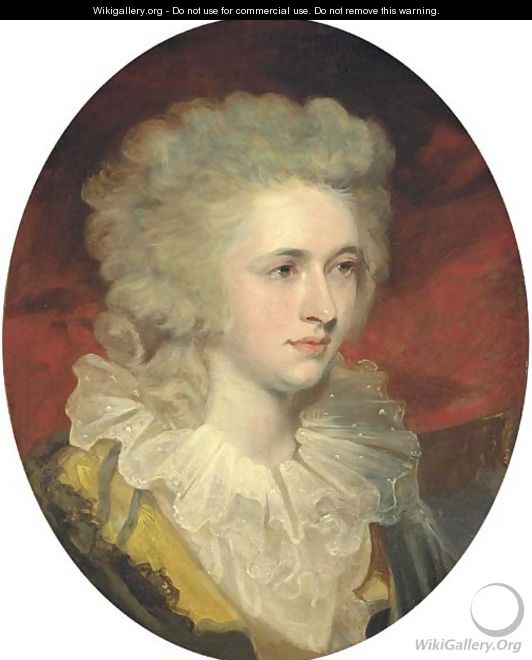 Portrait of Miss Lockhart Alexander, bust-length, in a sprigged muslin ruff - John Hoppner