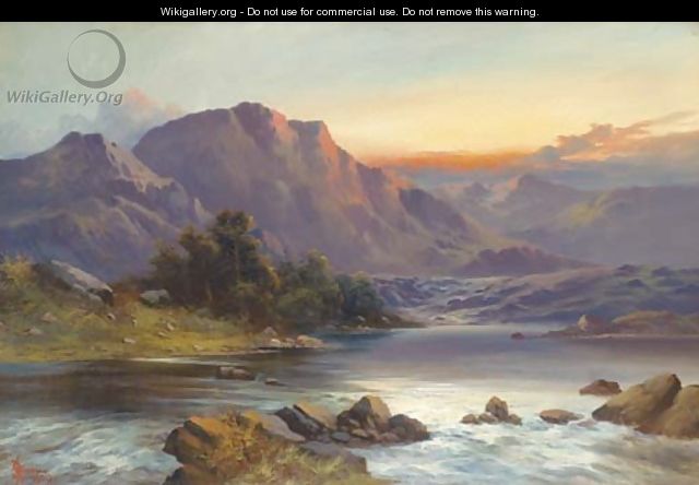 A Highland landscape at sunset - John Henry Boel