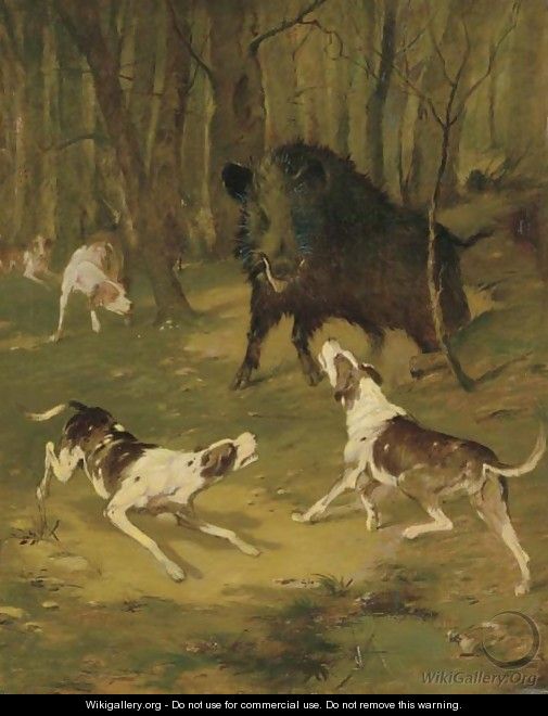 Boar Hunting in a Forest - John Emms