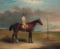 Lord Lowther's Spaniel, winner of the 1831 Derby, with jockey up, on a racecourse - John Ferneley, Snr.