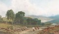A drover and cattle in a Scottish landscape - John Faulkner