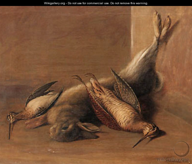 Dead Game A Woodcock, a Snipe and a Rabbit in an interior - Francis Sartorius