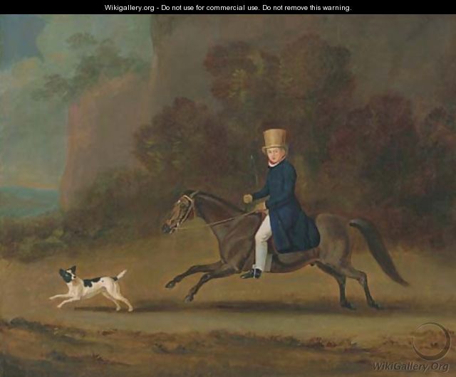 Henry, 3rd Earl of Lonsdale, on a grey pony, with a terrier - John Ferneley, Snr.