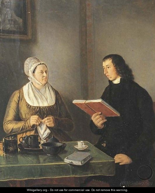 Portrait of the Reverend Hermannus Manger (1773-1844) and his wife Geertruida Coulon - Johannes Reekers