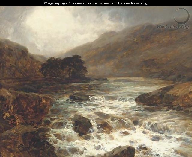 River from the hills, in full spate - John Brandon Smith