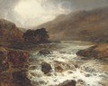 River from the hills, in full spate - John Brandon Smith