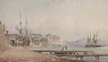 A paddlesteamer lying off Corfu before the Palace - John Connell Ogle