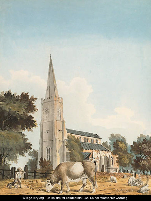 The Church of Sutton St. Nicholas, Lincolnshire - John Claude Nattes