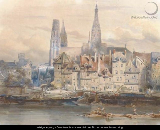 Rouaanse Kaai view of the quay at Rouen - Johannes Bosboom
