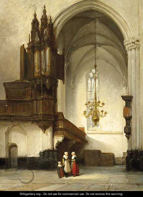 Interieur van de Nieuwe Kerk te Amsterdam met het Sweelinckorgel - Johannes Bosboom