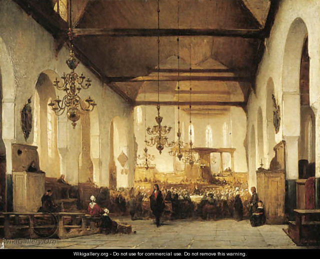 A service in the Geertekerk in Utrecht - Johannes Bosboom