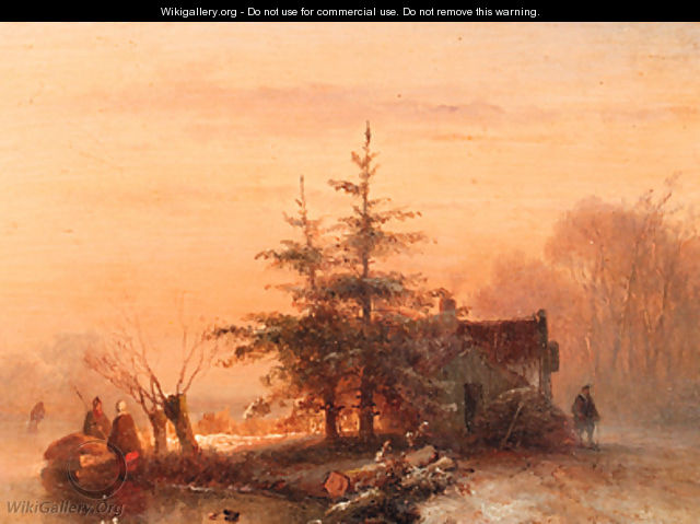 Winter sunset - Johannes Franciscus Hoppenbrouwers