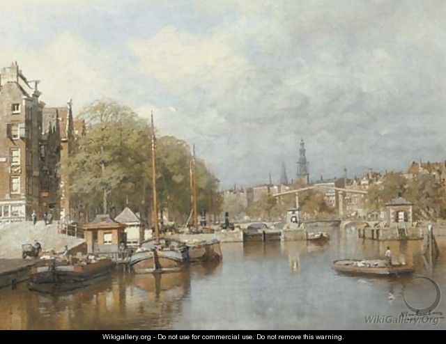View of the Magere Brug over the river Amstel, Amsterdam - Johannes Christiaan Karel Klinkenberg
