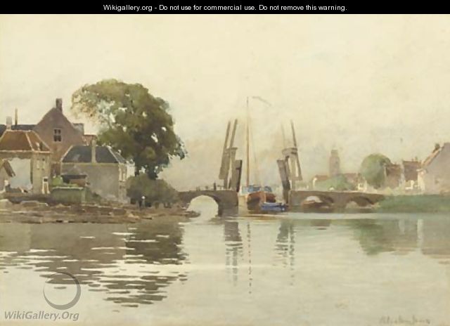 A view on a draw-bridge - Johannes Christiaan Karel Klinkenberg