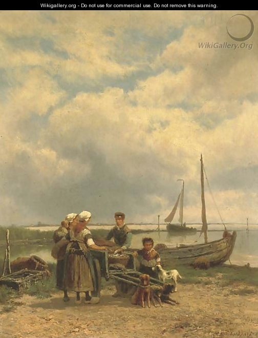 Loading the catch onto a dog-cart - Johannes Hermanus Koekkoek