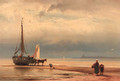 A beached bomschuit - Johannes Hermanus Koekkoek