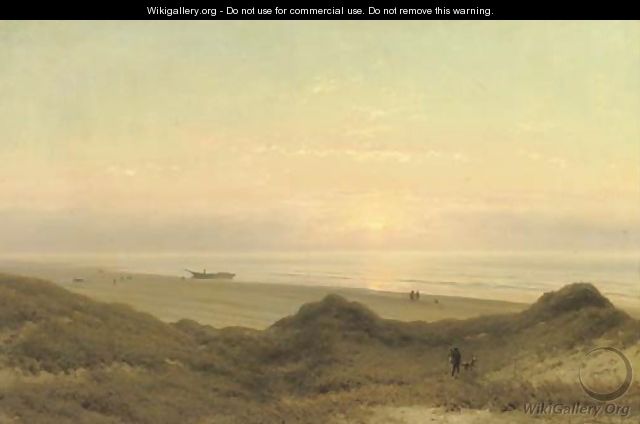 On the beach at sunset - Johannes Josephus Destree
