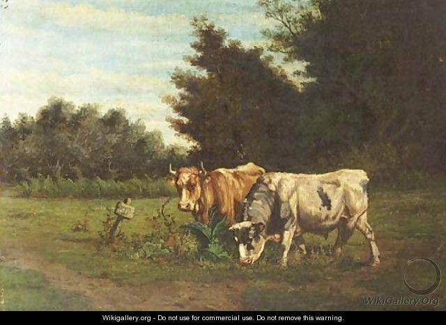 Cows grazing in a meadow - Johannes-Hubertus-Leonardus de Haas