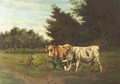 Cows grazing in a meadow - Johannes-Hubertus-Leonardus de Haas
