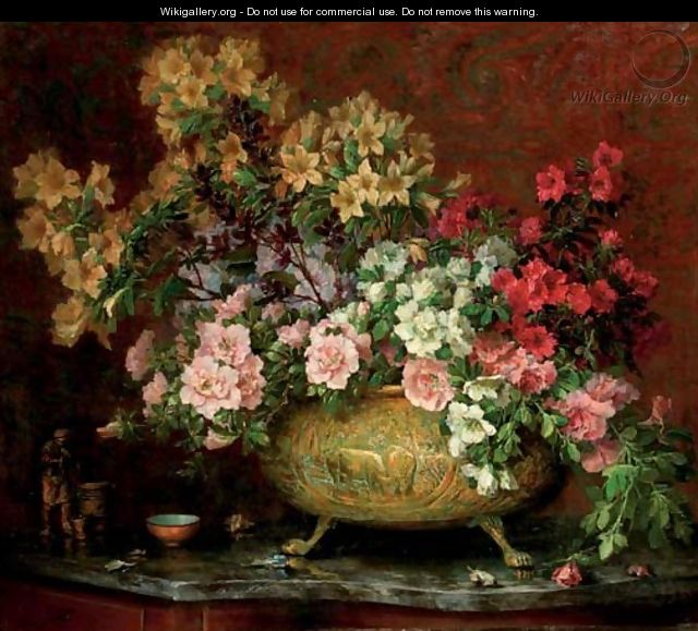 A bouquet in a copper pot - Lucien Manceau